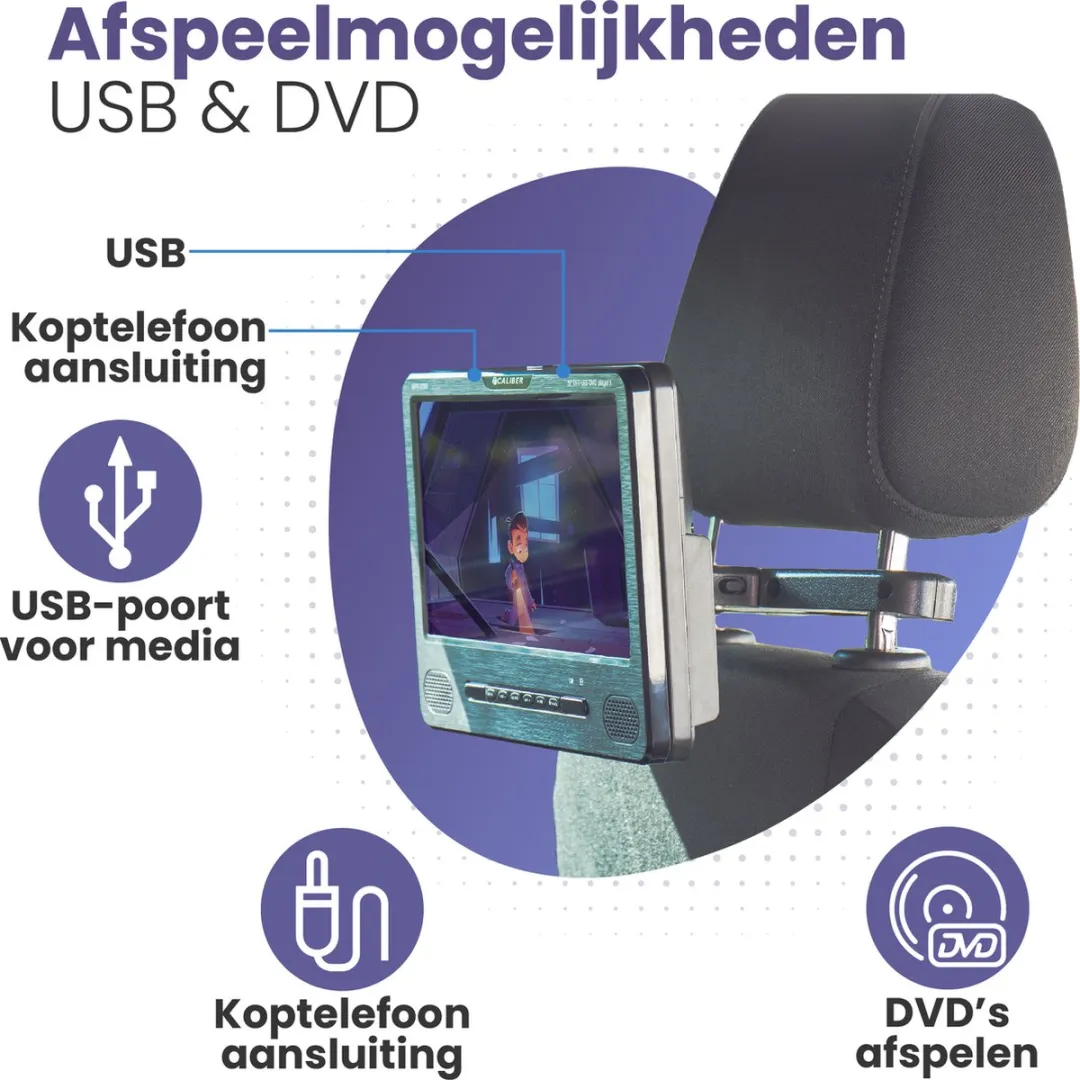 Caliber MPD298 Draagbare DVD-speler 9 Inch - 2 Schermen - Zwart