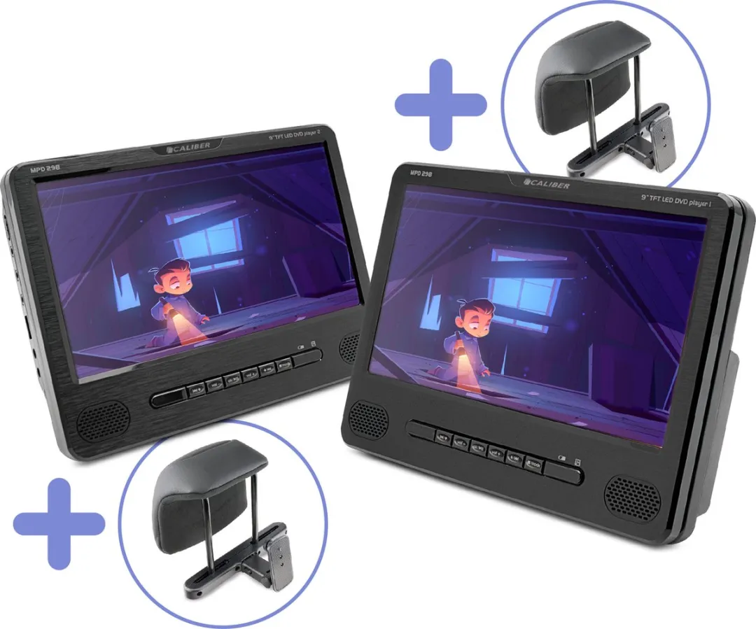 Caliber MPD298 Draagbare DVD-speler 9 Inch - 2 Schermen - Zwart