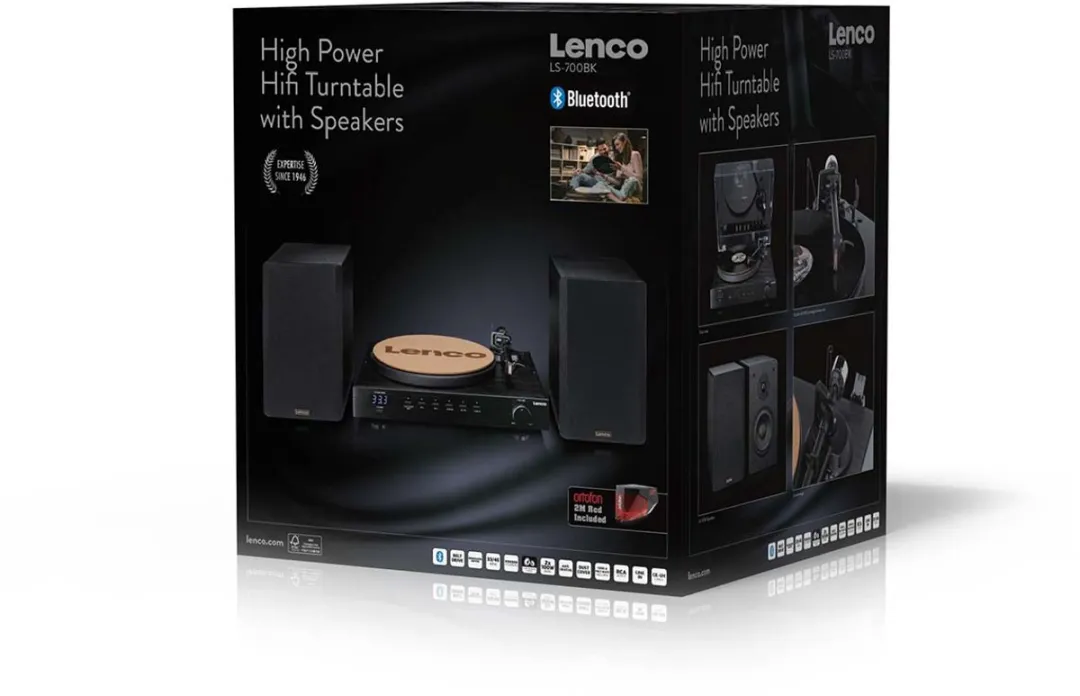Lenco LS-700BK Platenspeler - Ortofon 2M Red - Bluetooth 5.2 - 2x100W