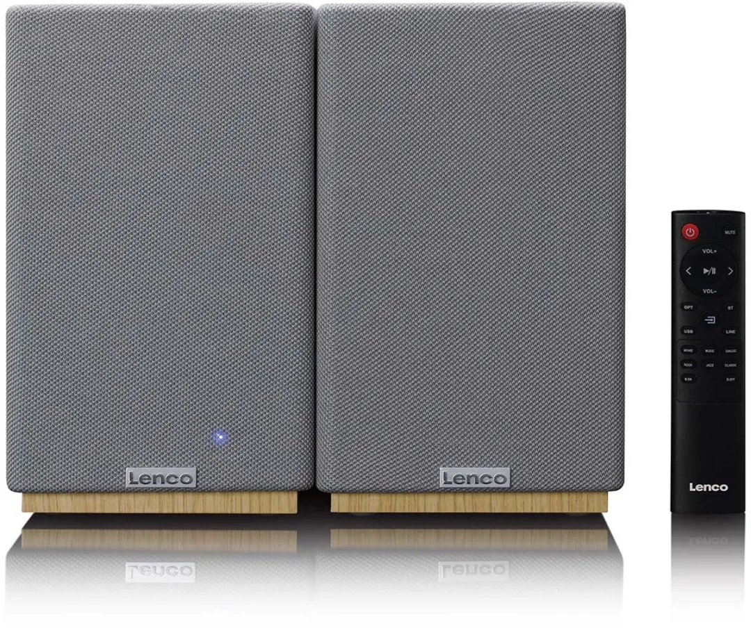 Lenco SPB-241WDGY Boekenplankluidsprekers - 80W - 2 Stuks - Grijs