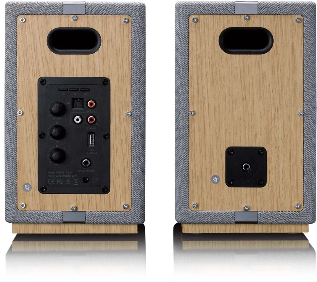 Lenco SPB-241WDGY Boekenplankluidsprekers - 80W - 2 Stuks - Grijs