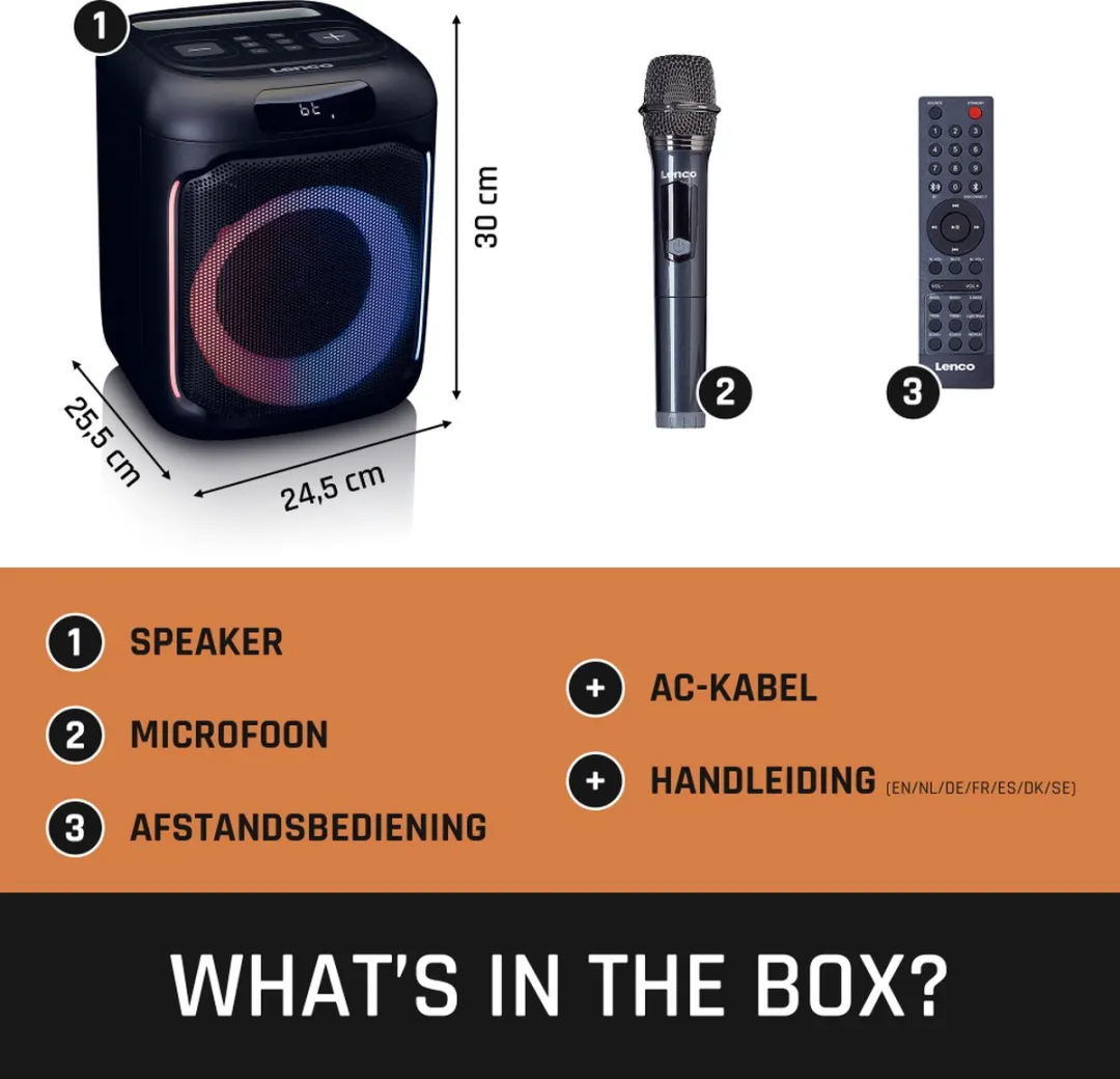Lenco PA-101BK Bluetooth Speaker - 100W - Zwart