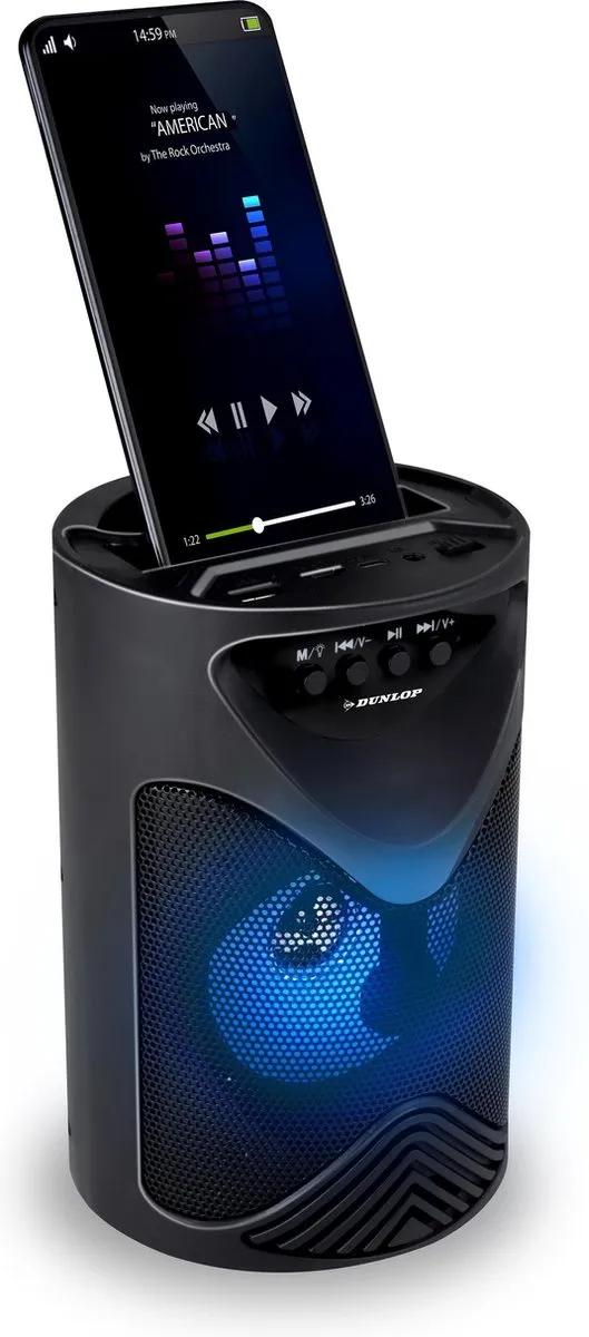 Dunlop TWS Draadloze Bluetooth Speaker 15W - Zwart - afbeelding 6 van 6