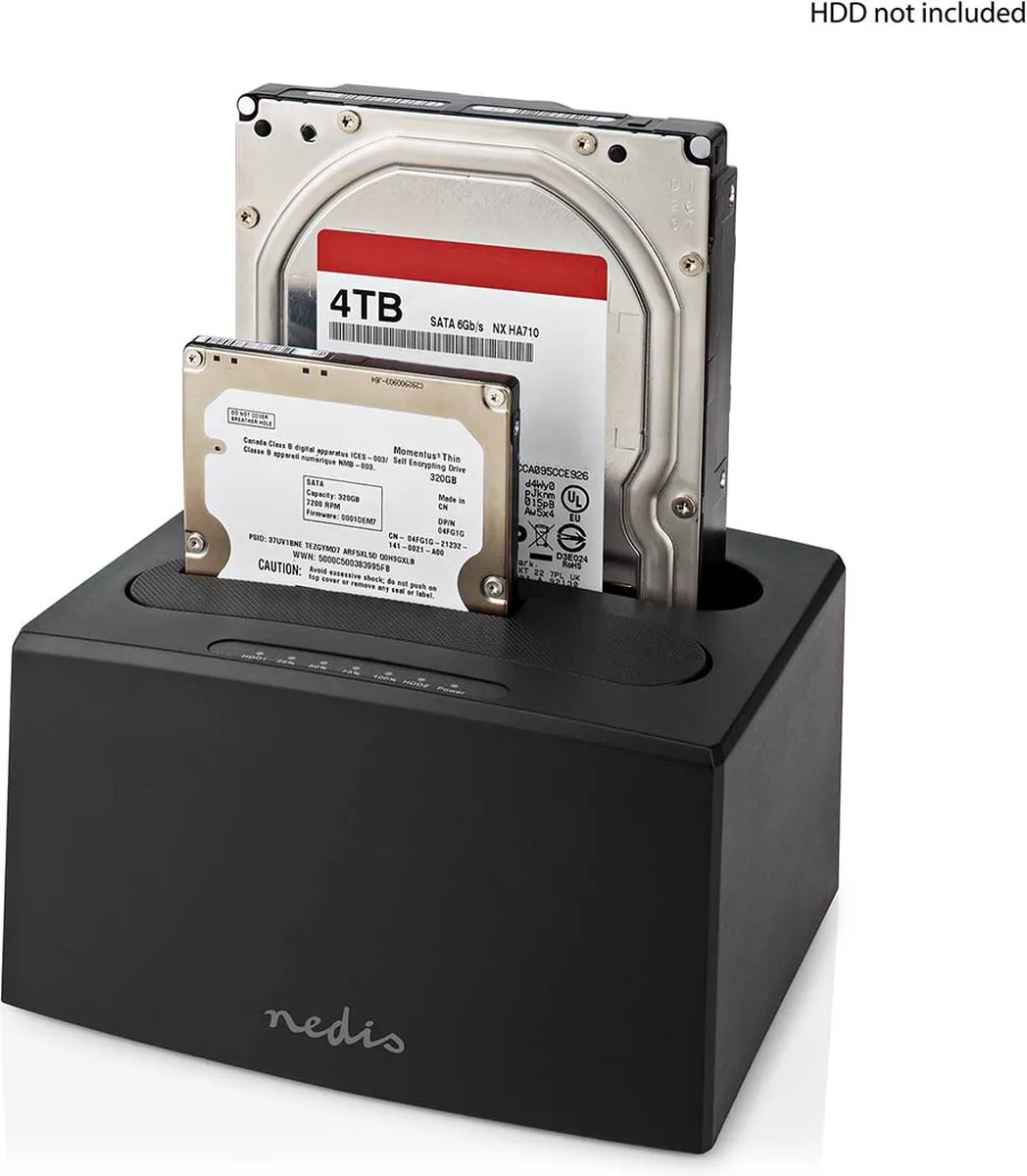 Nedis HDDUDB3210BK Dual-Bay Docking Station