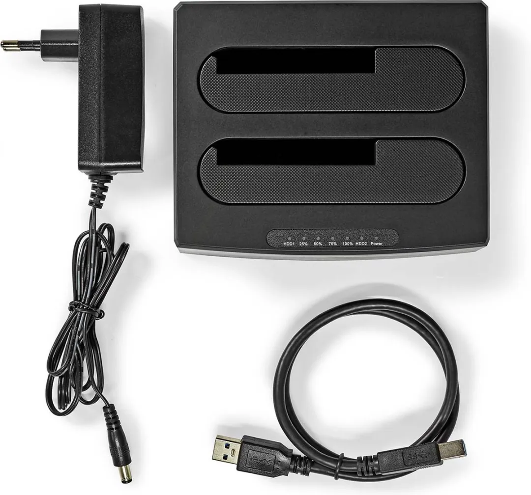 Nedis HDDUDB3210BK Dual-Bay Docking Station - 2x 2.5/3.5" HDD/SSD - Zwart