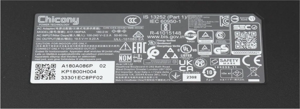 Acer KP.18001.002 Oplader 180W - Laptop