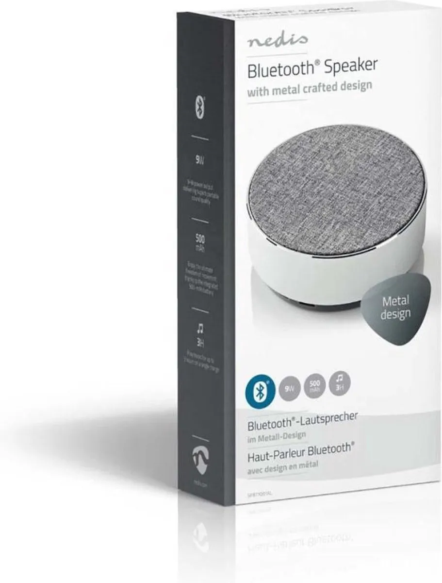 Nedis Bluetooth Luidspreker SPBT1001AL - 9W - Grijs