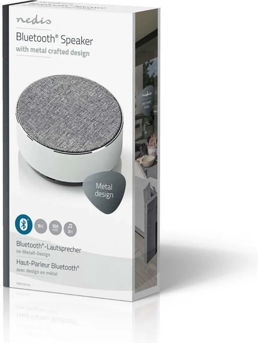 Nedis Bluetooth Luidspreker SPBT1001AL - 9W - Grijs