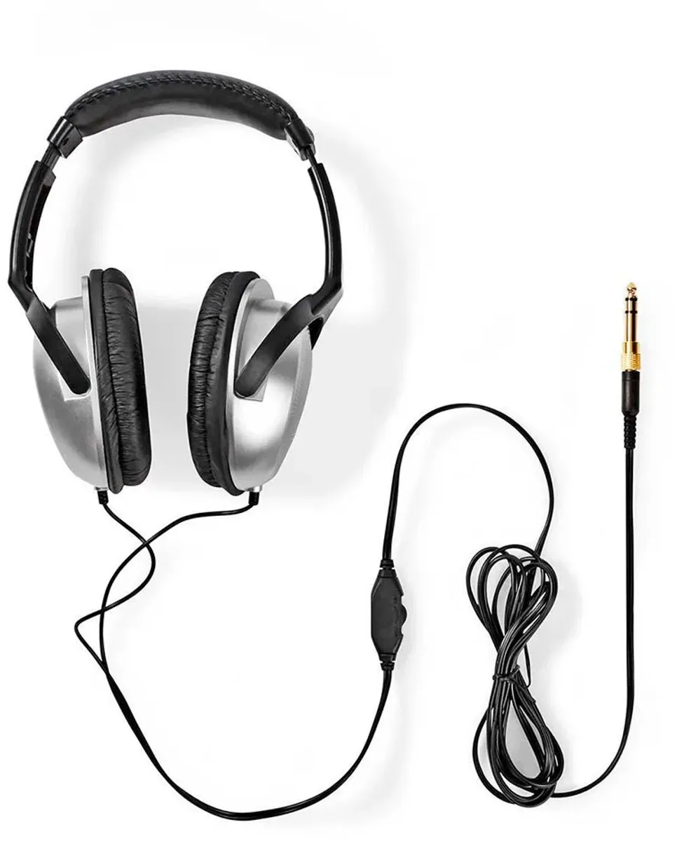 Nedis HPWD1200BK Over-ear Koptelefoon - 2.7m - Zilver/Zwart
