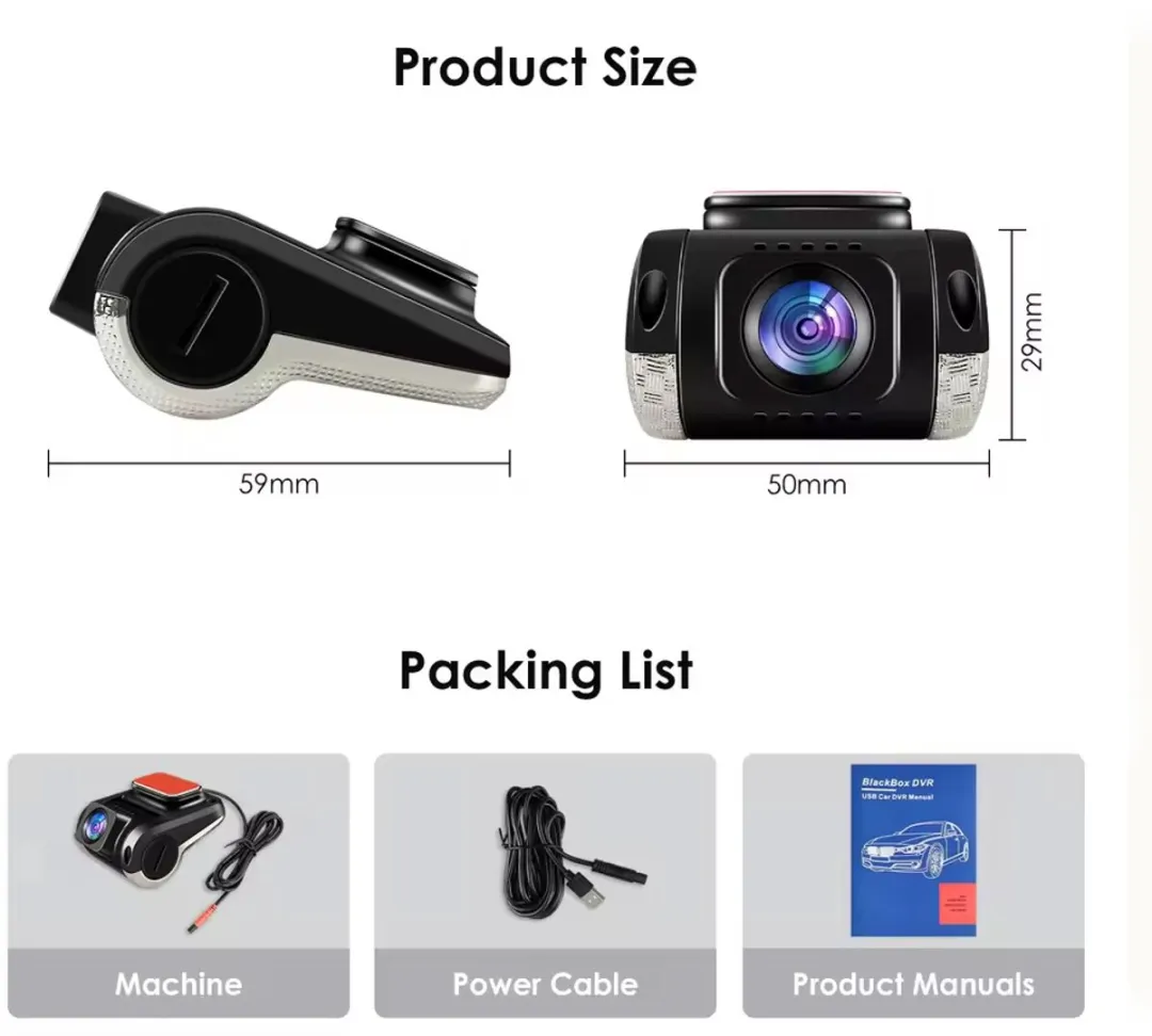 RedParrot Dashcam 1080P ADAS Full HD - Zwart