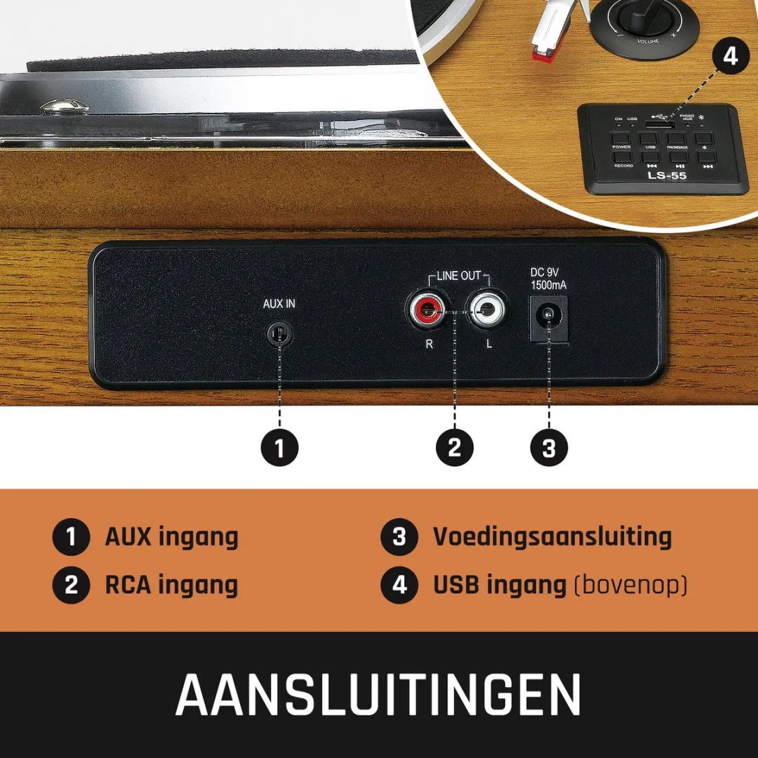 Lenco LS-55WA Platenspeler - Bluetooth - Hout