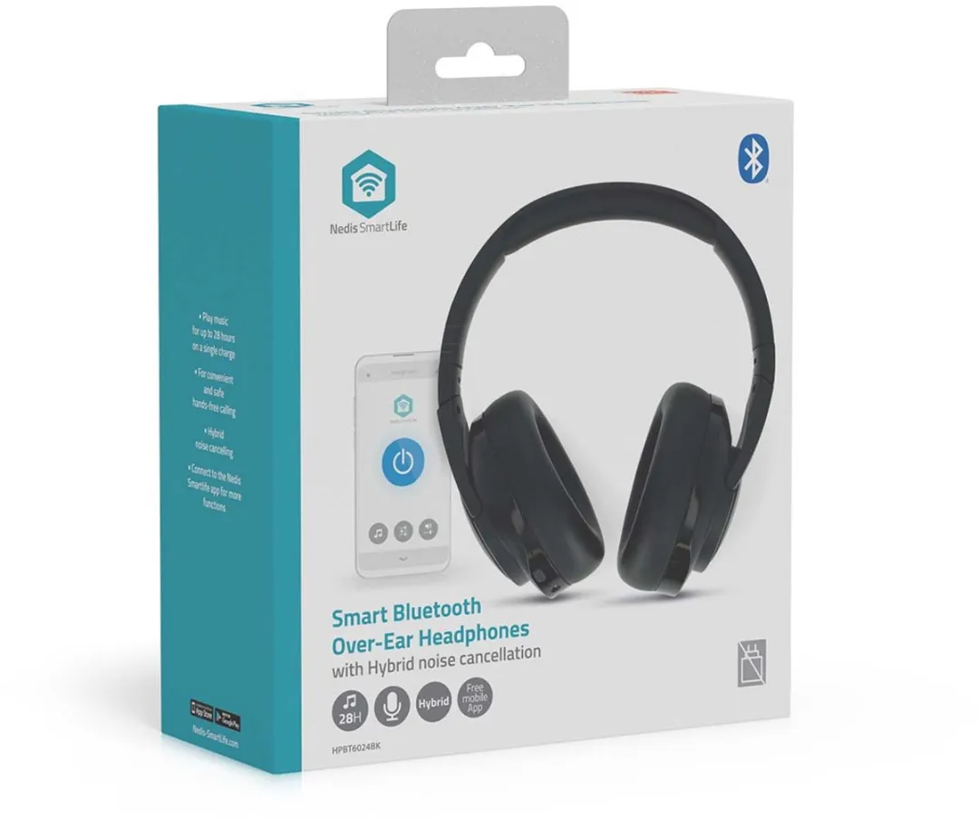 Nedis HPBT6024BK Draadloze Over-ear Koptelefoon - Zwart