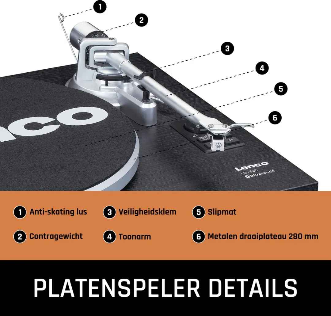 Lenco LS-500BK Platenspeler met Bluetooth - Zwart