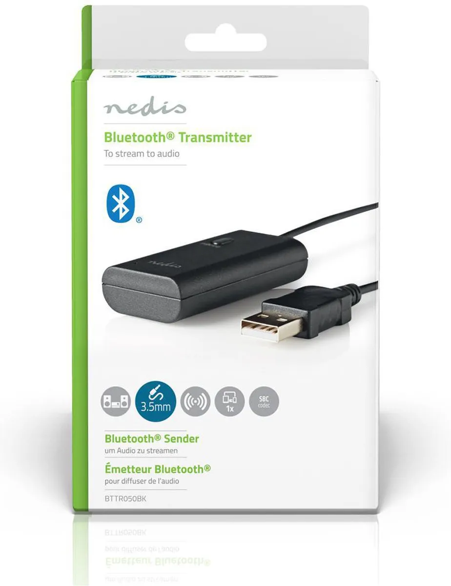 Nedis BTTR050BK Bluetooth-Zender - AUX/USB - Zwart - afbeelding 6 van 6