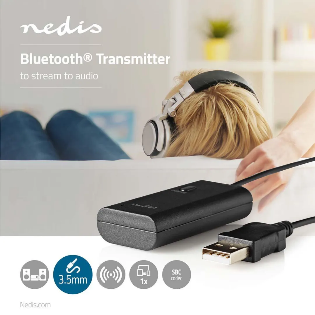Nedis BTTR050BK Bluetooth-Zender - AUX/USB - Zwart