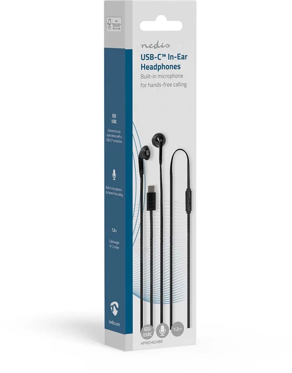 Nedis HPWD4024BK USB-C Koptelefoon - Zwart