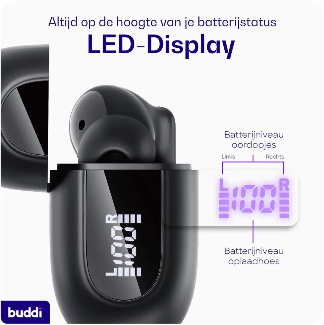 Buddi Pulse Duo Pack Draadloze Oordopjes - ANC/ENC - Zwart