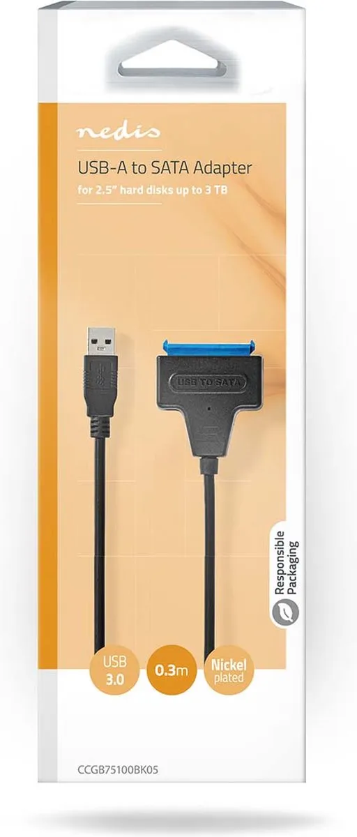 Nedis CCGB75100BK05 Hardeschijfadapter USB 3.2 - Zwart