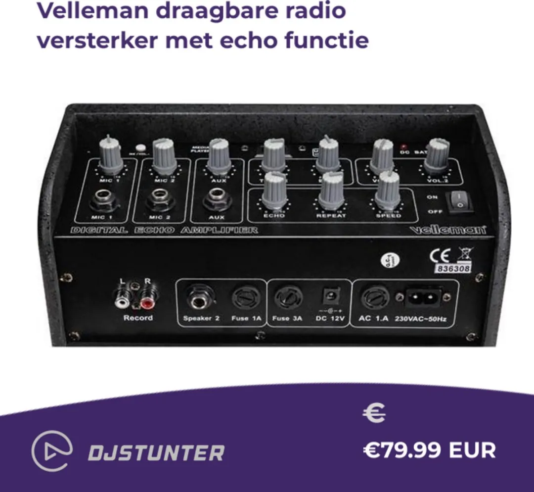 Velleman Echo PA100U Draagbare Versterker - 16W - Zwart - afbeelding 6 van 6