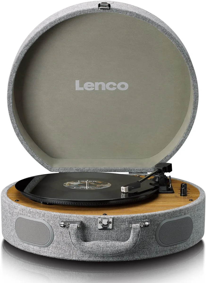 Lenco Retro Platenspeler - Koffer Platenspeler met ingebouwde Speakers - Bluetooth en AT3600L cartridge - LS-66GY - Grijs