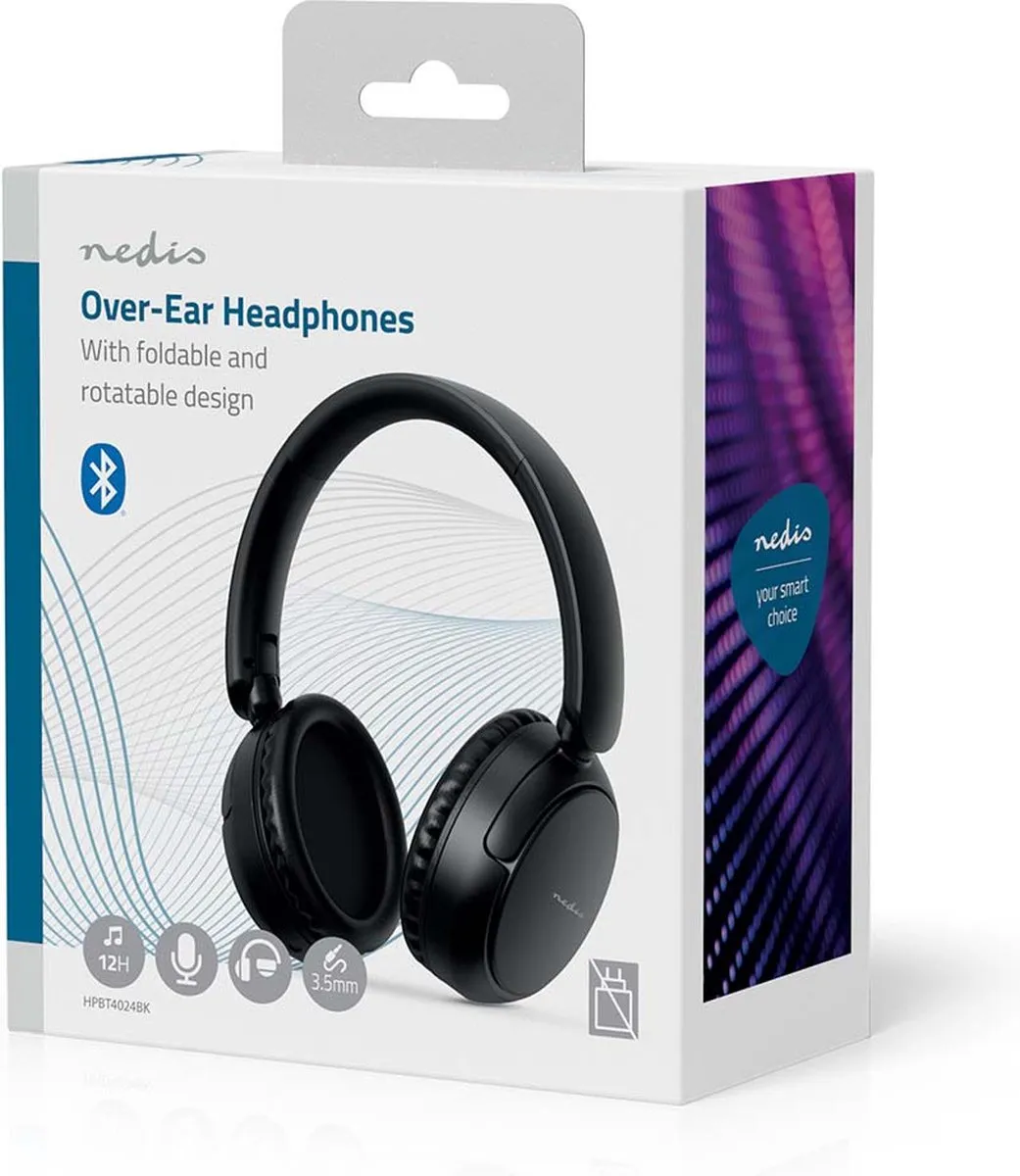 Nedis HPBT4024BK Draadloze Over-Ear Koptelefoon - Zwart