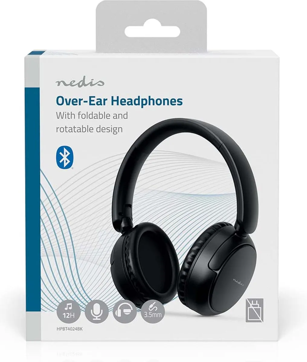 Nedis HPBT4024BK Draadloze Over-Ear Koptelefoon - Zwart