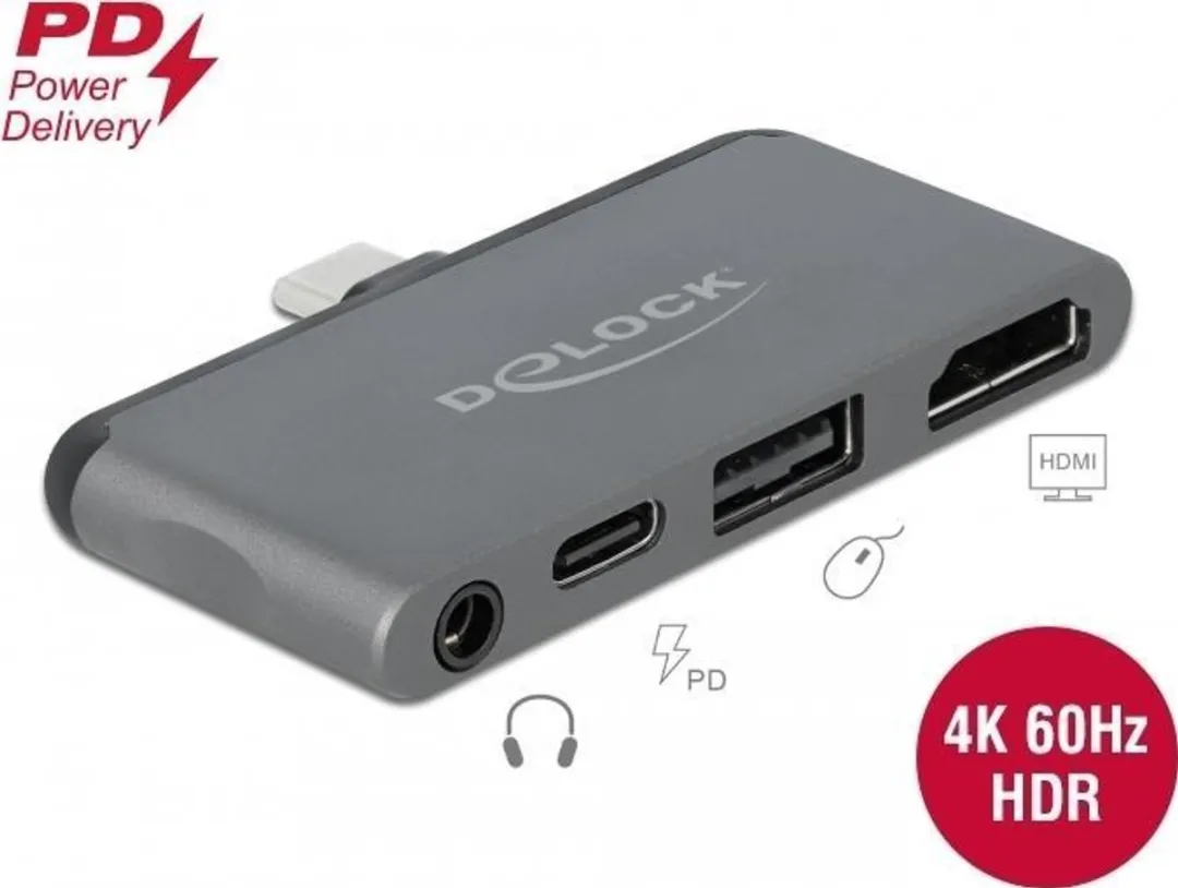 Delock 87751 Mini Docking Station - iPad Pro/Mobiel - 4K 60Hz - Grijs - afbeelding 6 van 6