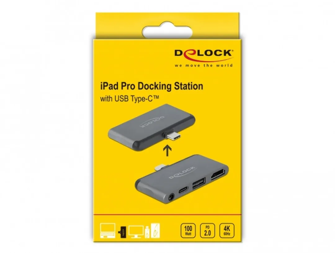 Delock 87751 Mini Docking Station - iPad Pro/Mobiel - 4K 60Hz - Grijs
