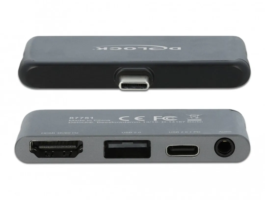 Delock 87751 Mini Docking Station - iPad Pro/Mobiel - 4K 60Hz - Grijs