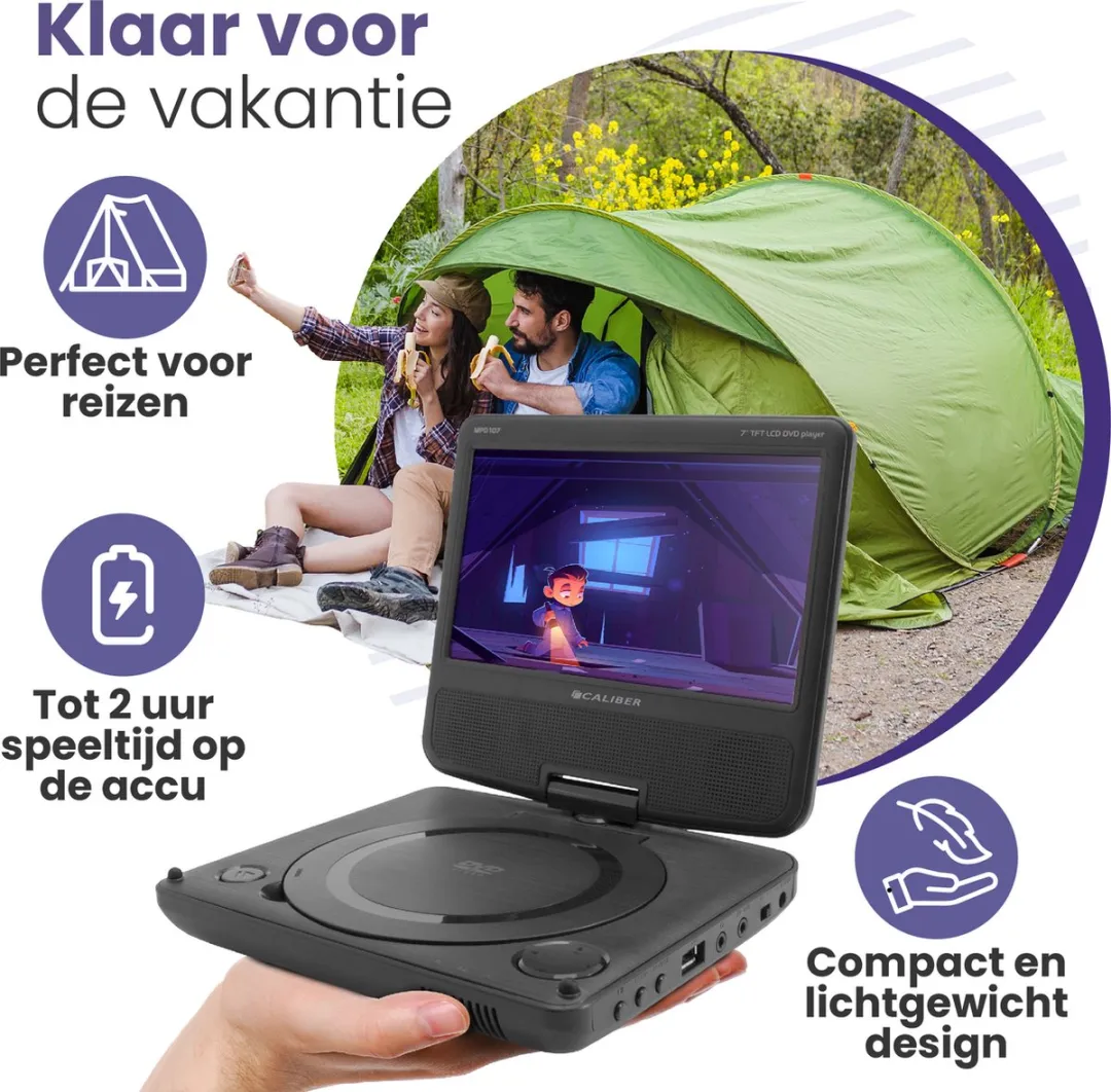 Caliber MPD107 Draagbare DVD-speler 7 Inch - Zwart
