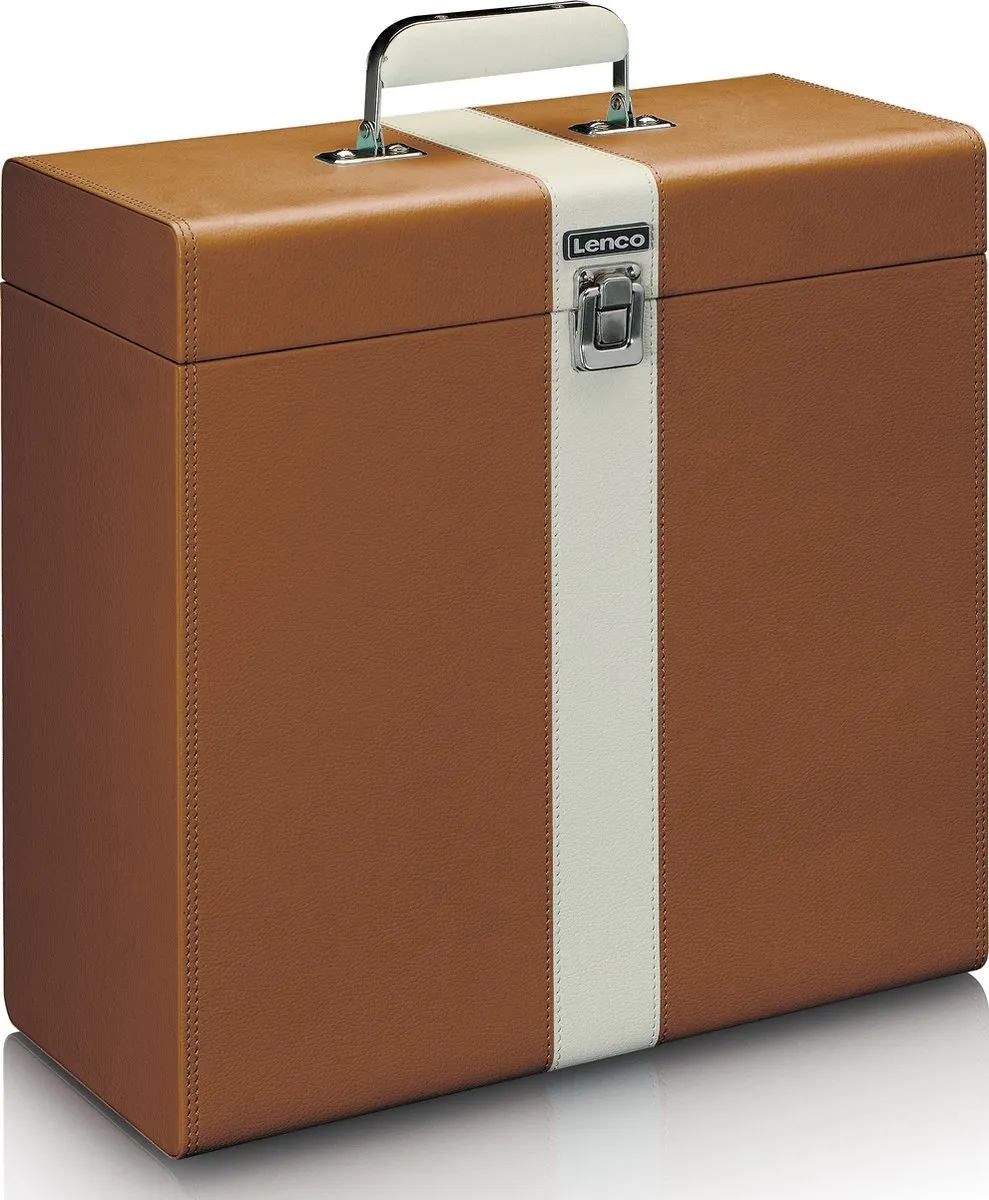 Lenco TTA-301BNWH Platenkoffer - 30 LP's - Bruin-Wit