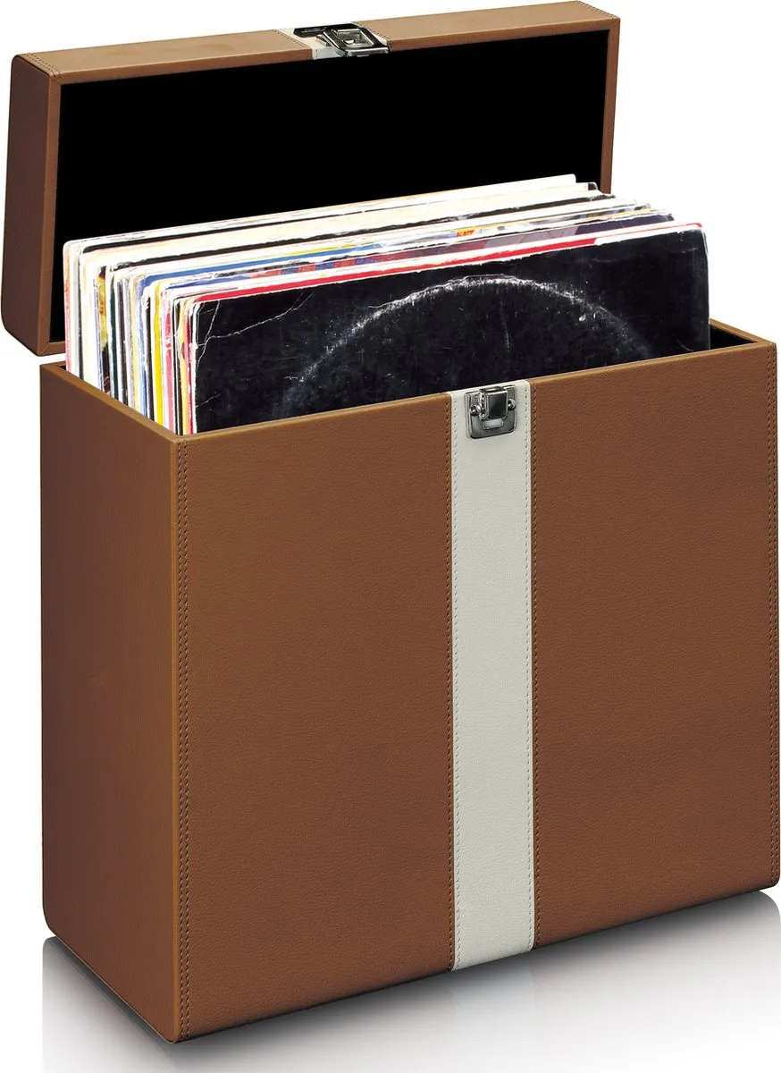 Lenco TTA-301BNWH Platenkoffer - 30 LP's - Bruin-Wit