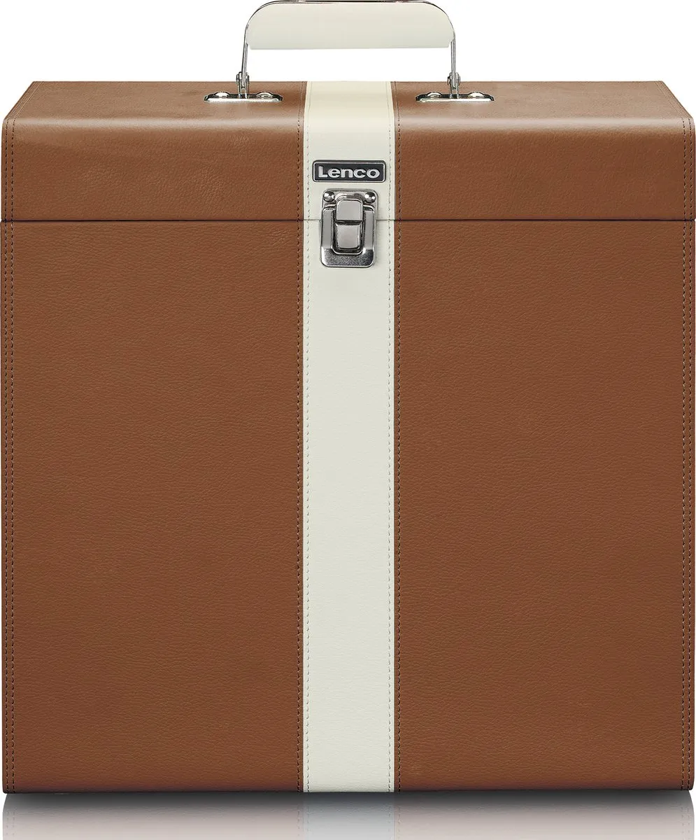 Lenco TTA-301BNWH Platenkoffer - 30 LP's - Bruin-Wit