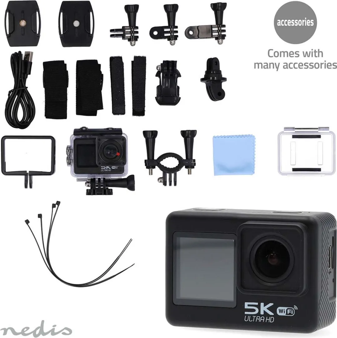 Nedis ACAM71BK Action Camera 5K - 16MP - Zwart