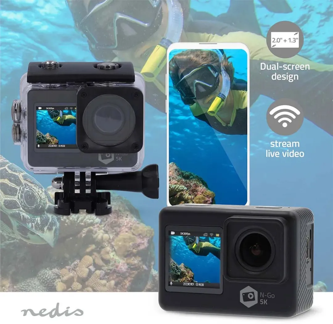 Nedis ACAM71BK Action Camera 5K - 16MP - Zwart - afbeelding 6 van 6