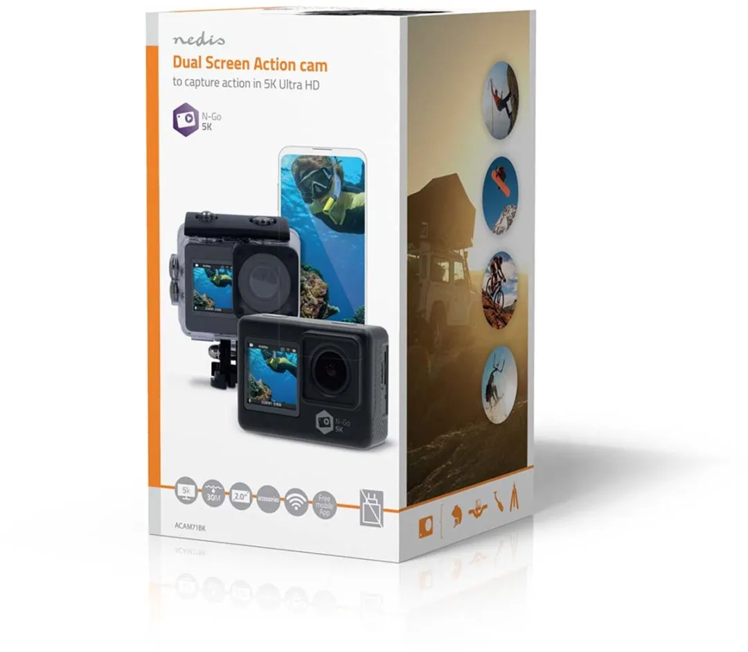 Nedis ACAM71BK Action Camera 5K - 16MP - Zwart