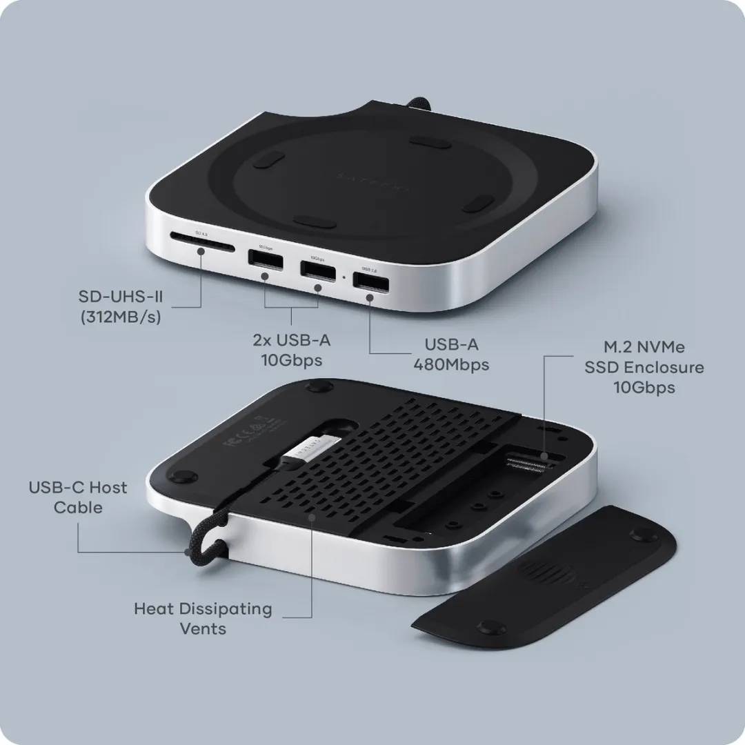 Satechi ST-GNMMES USB-C Stand/hub Mac mini M4 - Grijs