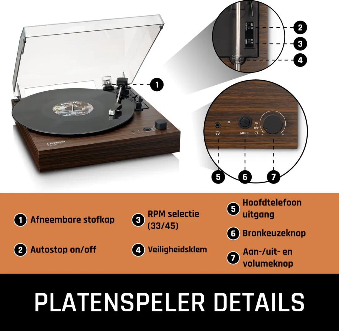 Lenco LS-15WD Platenspeler - Bluetooth - Hout