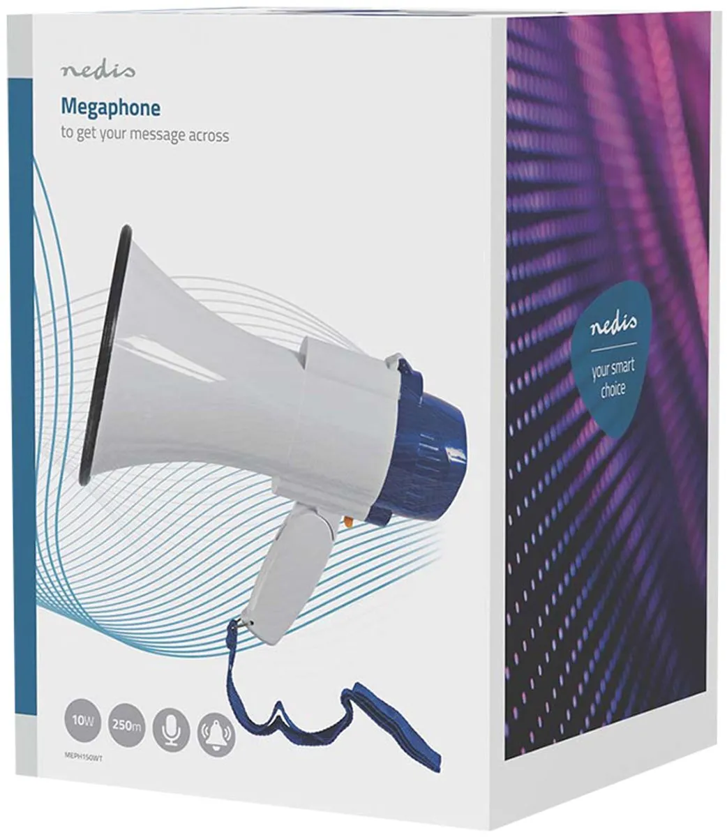 Nedis Megafoon Blauw/Wit - 250m Bereik 115dB - afbeelding 6 van 6