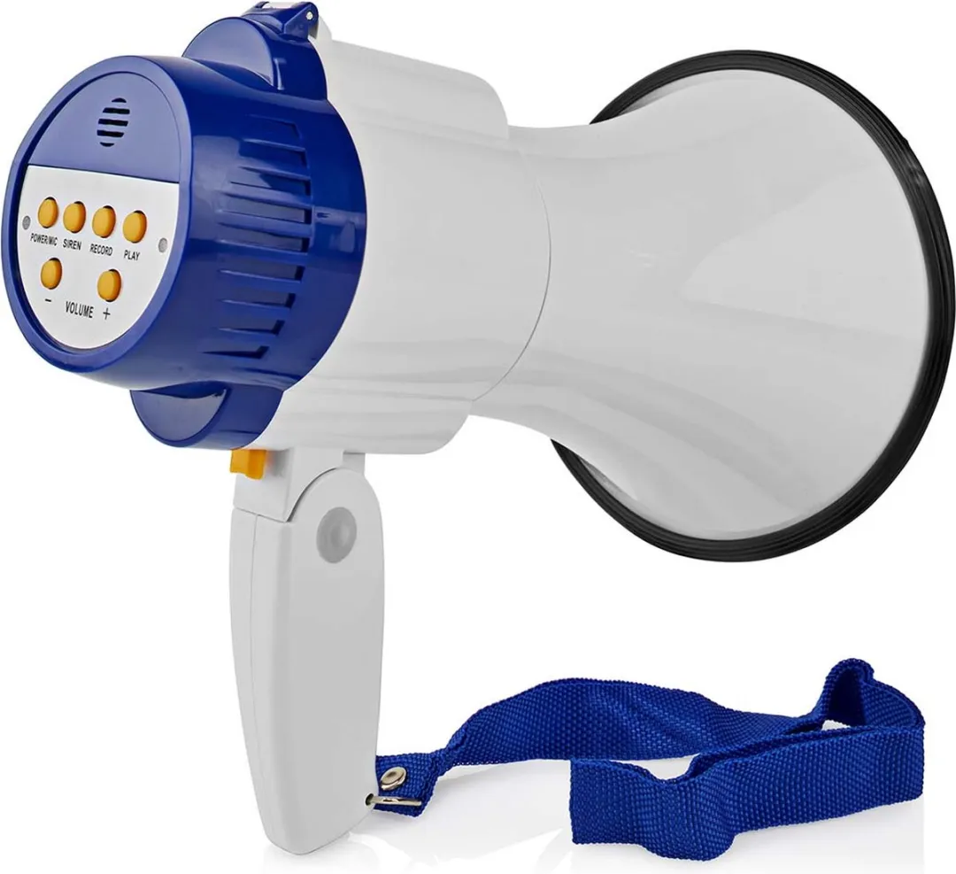 Nedis Megafoon Blauw/Wit - 250m Bereik 115dB