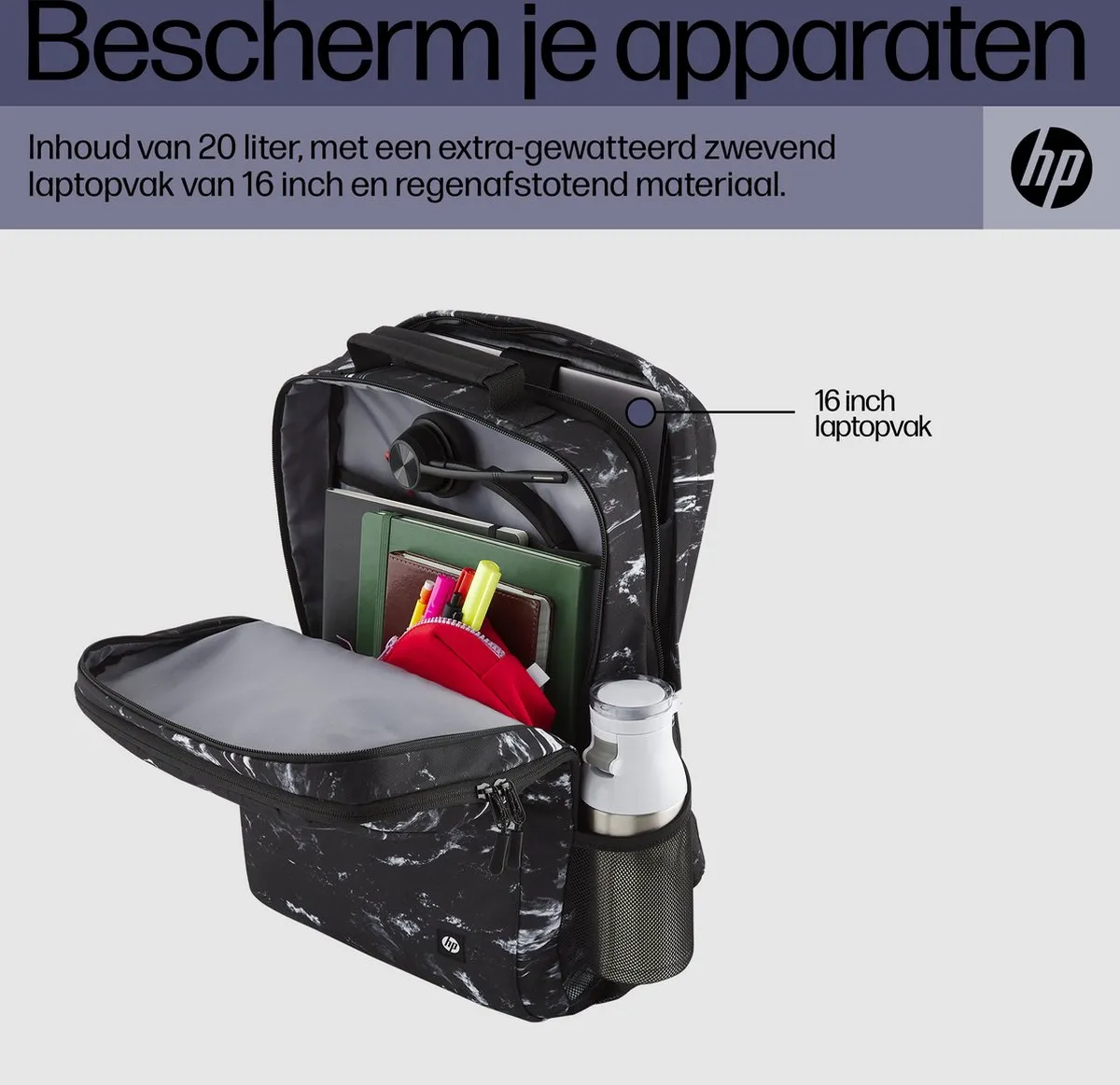 HP Campus XL Backpack 7J592AA - 16 inch - Zwart