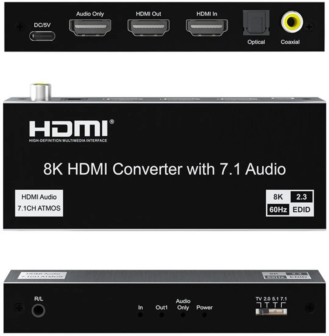 NÖRDIC SGM-255 HDMI Audio Extractor 8K60Hz - Zwart