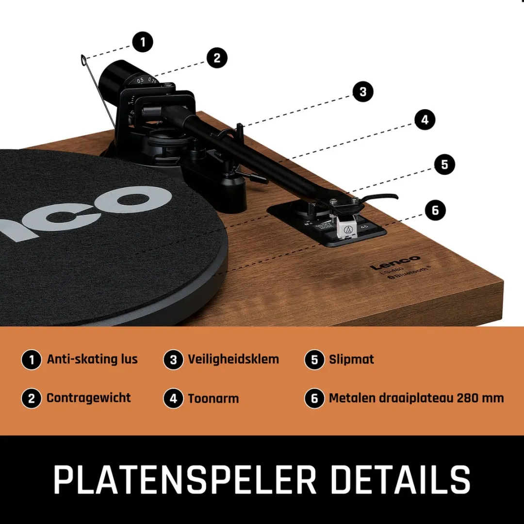 Lenco LS-480WD Platenspeler met Bluetooth - Hout