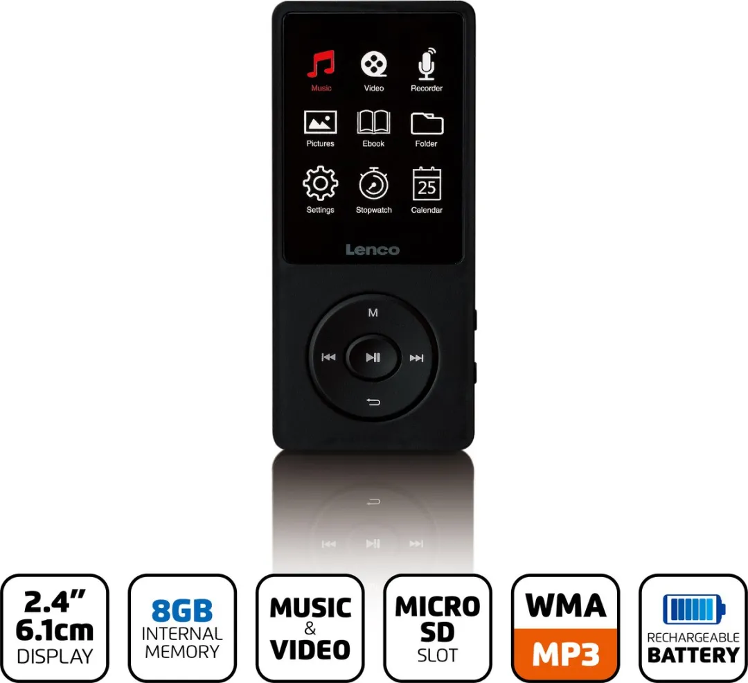 Lenco Xemio-669BK MP3/MP4-speler 8GB - Zwart