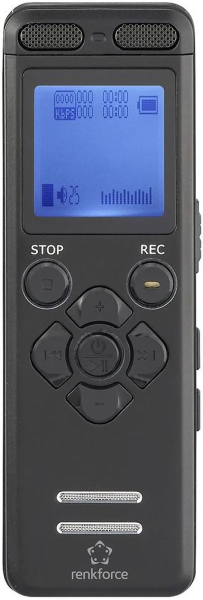 Renkforce RF-DVR-E36 Digitaal Dicteerapparaat - 25 uur - Zwart