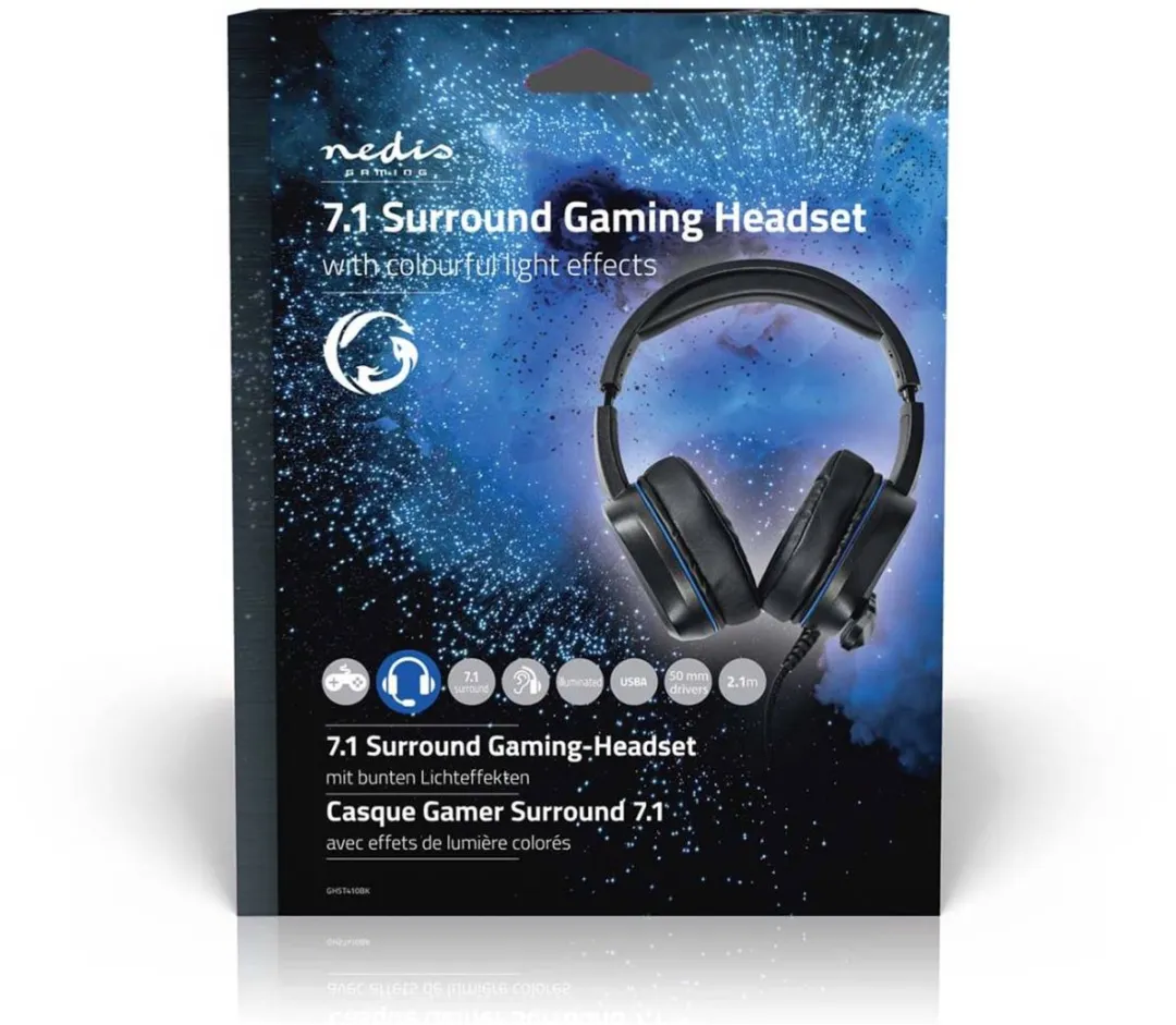 Nedis GHST410BK Gaming Headset - Over-Ear - USB - Zwart