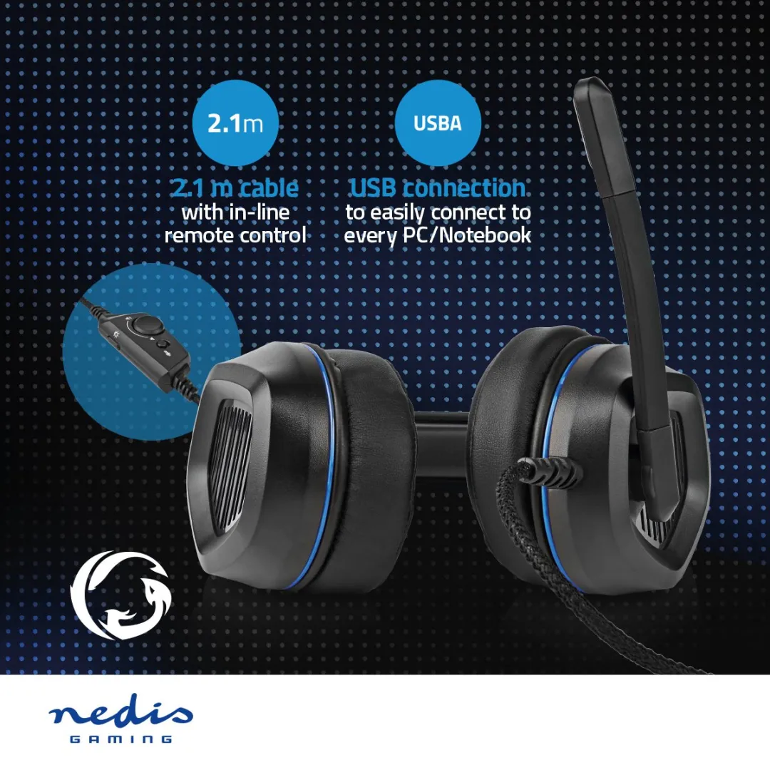 Nedis GHST410BK Gaming Headset - Over-Ear - USB - Zwart