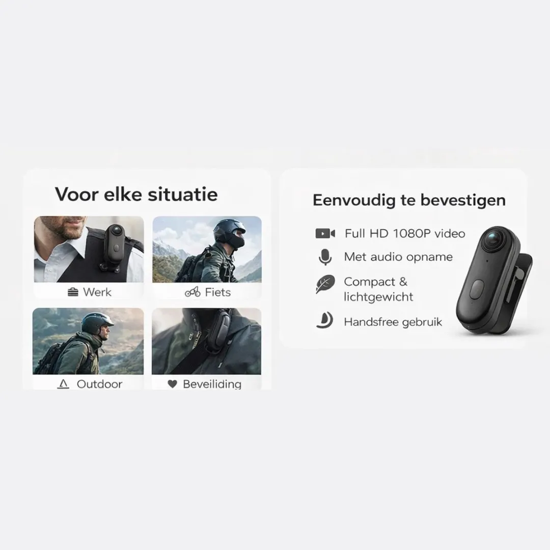 NÖRDIC Mini Bodycam 4K WiFi - Actioncam - Zwart