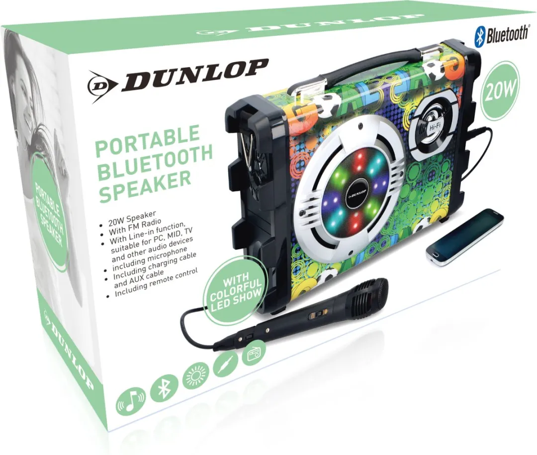 Dunlop MW-116BT Bluetooth Speaker 20W - Voetbaldesign - afbeelding 5 van 6