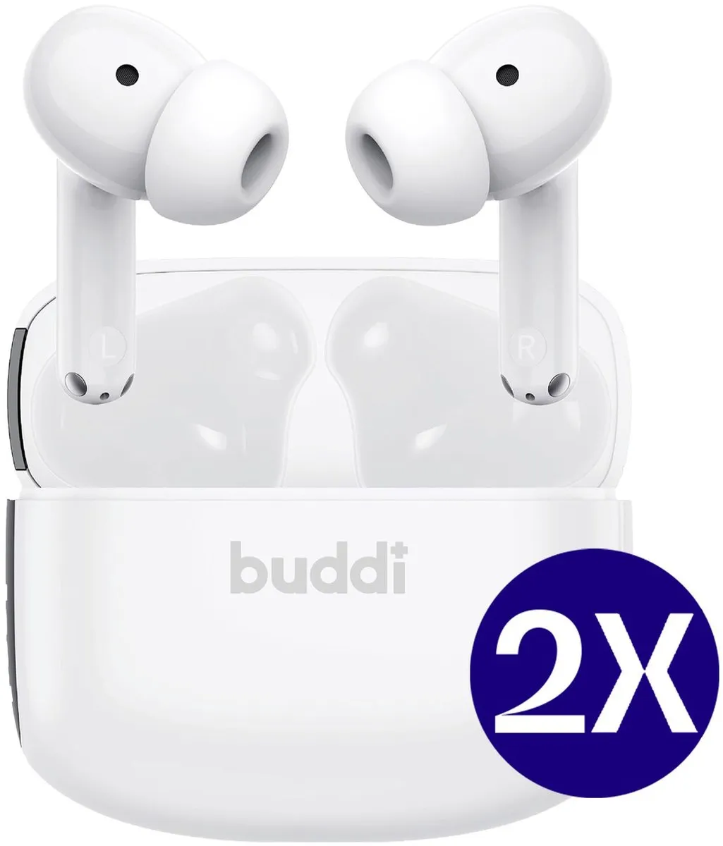 Buddi Pulse Duo Pack Draadloze Oordopjes - ANC + ENC - Wit